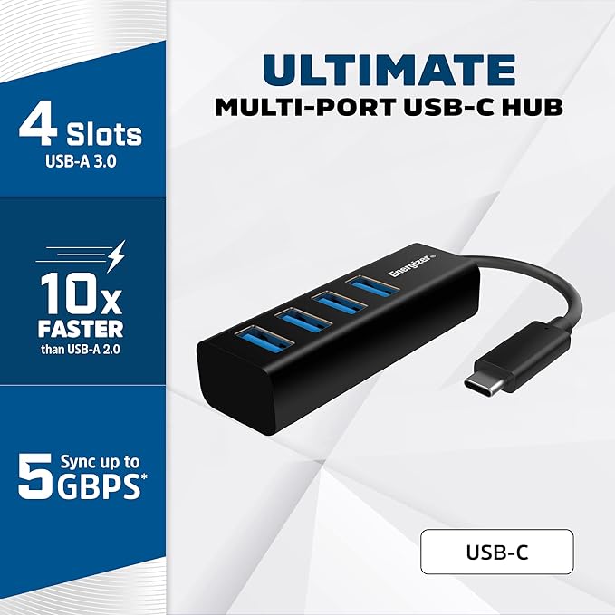 محول متعدد المنافذ من إينرجايزر HC304A من USB إلى Type C